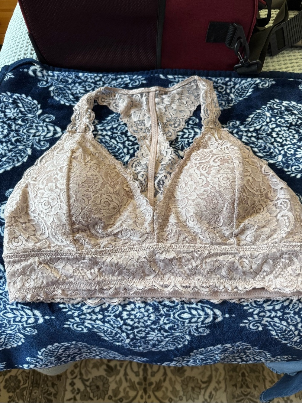 dip Lace Racerback Bralette in Nude Blush